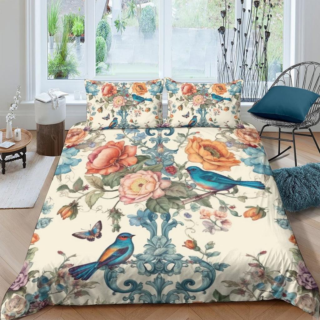 3D Digital Printing Hand-Painted Plant Flower Quilt Cover Pillowcase Two Or Three-Piece Set Polyester Abraded