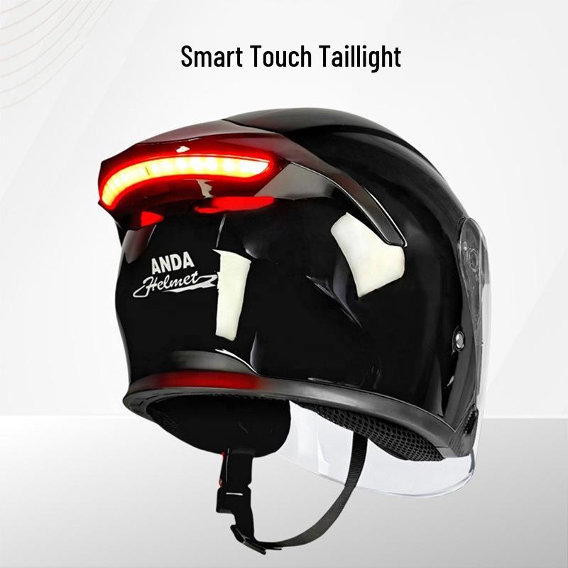 Unisex Smart LED Motorcycle Helmet with Long Battery Life, Suitable for All Seasons - Three-Quarter Design