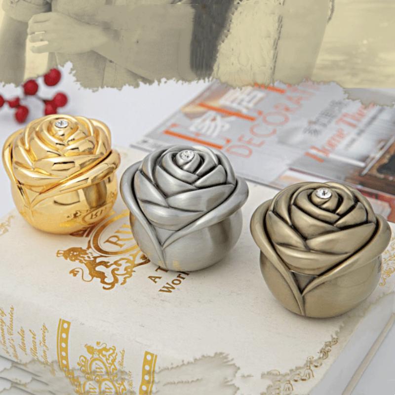 Mini Jewelry Storage Box Inlaid Gem Polishing Organizer Flower Shape Portable Alloy Storage Earrings Ring Dresser Decorative
