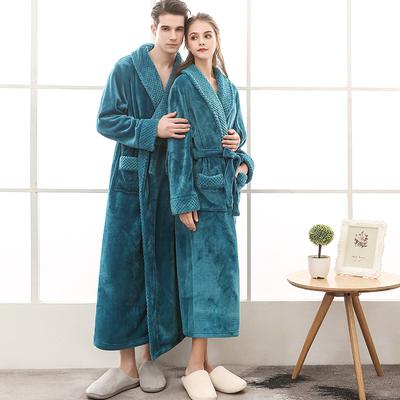 Lounge Robes Comfortable and Elegant Splicing Facecloth Couples Robe Plus Long Thickened Plus Size Bathrobe Pajamas Simple Fall and Winter