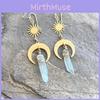 Vintage Geometric Crystal Earrings With Alloy And Electroplated Finish For Women