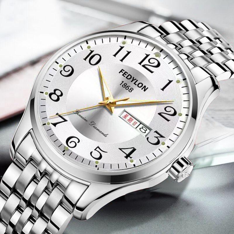 Herren Leuchtende Uhr Kalender Groß Digital Stahlband Solide Woche Mode Business Uhr Nicht-mechanische Uhr