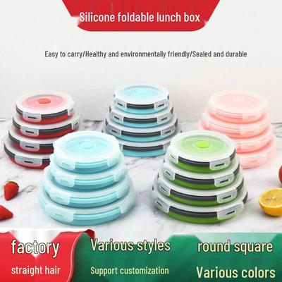 Opvouwbare Siliconen Bento Lunchbox - Draagbare & Magnetronbestendige Bewaarset voor Vershouden