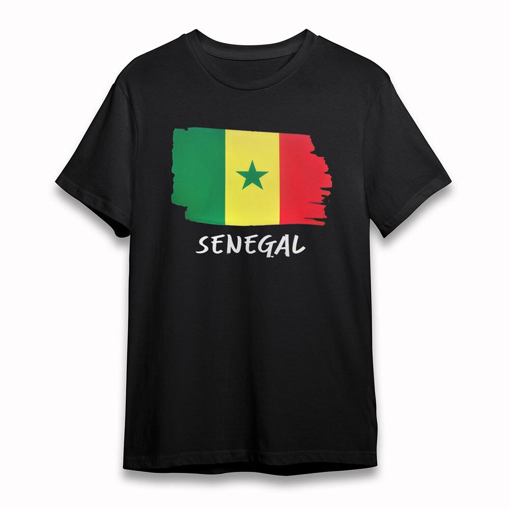 

Men s Soft Plus Size T-Shirt Senegal Star Flag Design Tee Short Cotton Tee Black 4XL