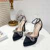 Fashion Brand Love Rhinestone/Flower Strap Sandals Model Show Bow Tie High Heels Thick Heel Waterproof Platform Size 35-43 Women's Shoes