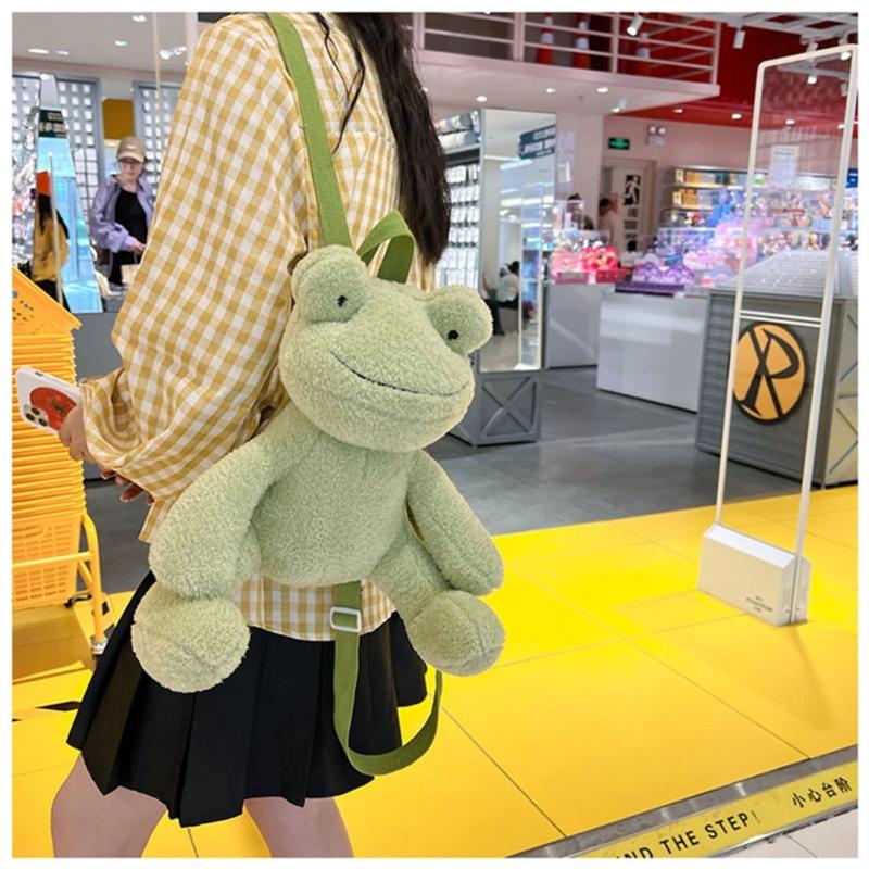 Small Frog Shaped Backpack Cute Plush Bag Cartoon Preschooler Book Bag Animal Backpack For Kid Girl Chritmas Gift