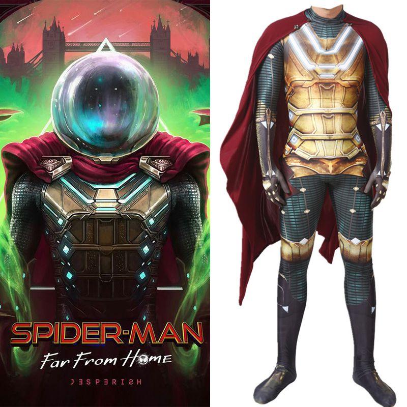 Spider-man Far From Home Mysterio Costume With Detailed Jumpsuit And Cloak**