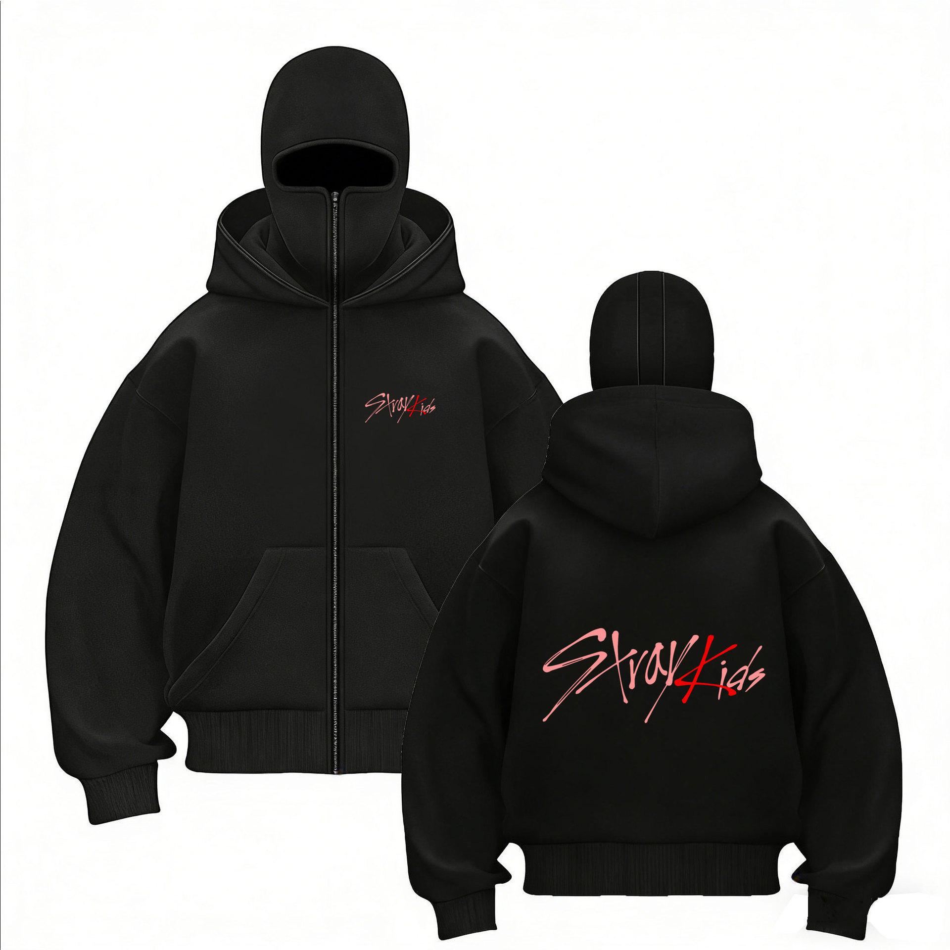

Світшот на блискавці з принтом-комбінацією StrayKids, Новий, З подвійним капюшоном, Пуловер на блискавці, Чоловіча та жіноча куртка-світшот M