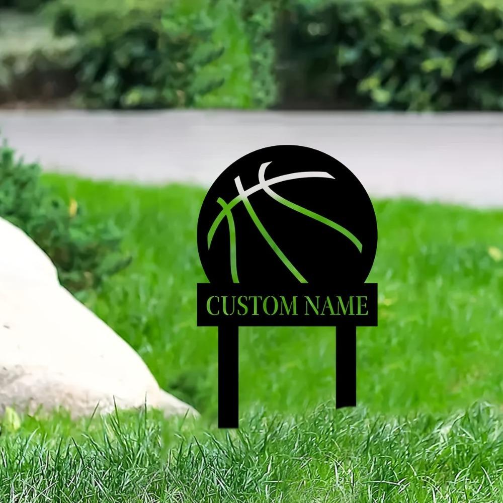 Personalized Iron Basketball Garden Stakes Durable Lawn Decor Gift for Fans Custom Sign