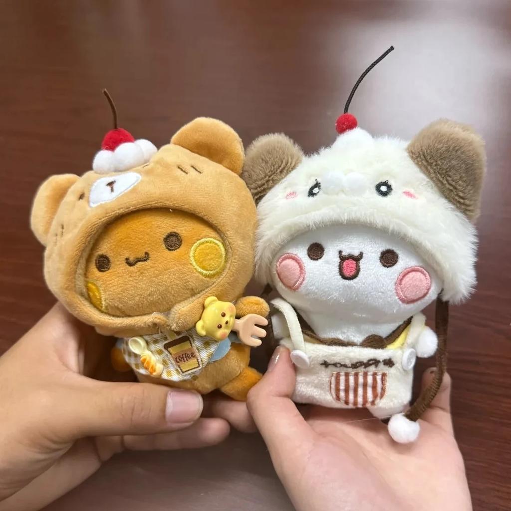 Backpack Bag Decor Bubu Dudu Plush Pendant Coffee Theme Chef Outfit, Soft Fluffy Keychain For Couple Daily Accessory Gift
