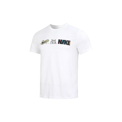Alphabet-Print Fitness Training Rundhals Kurzarm T-Shirt Herren Oberteile Weiß FB9775-100