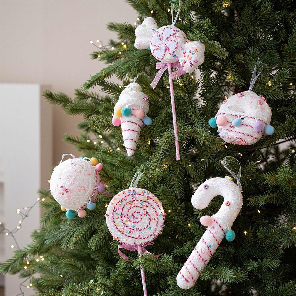 Multicolor Christmas Lollipop Decorations Pink Candy Cane Ice Cream Doughnut Christmas Tree Embellishment Foam Scene Making