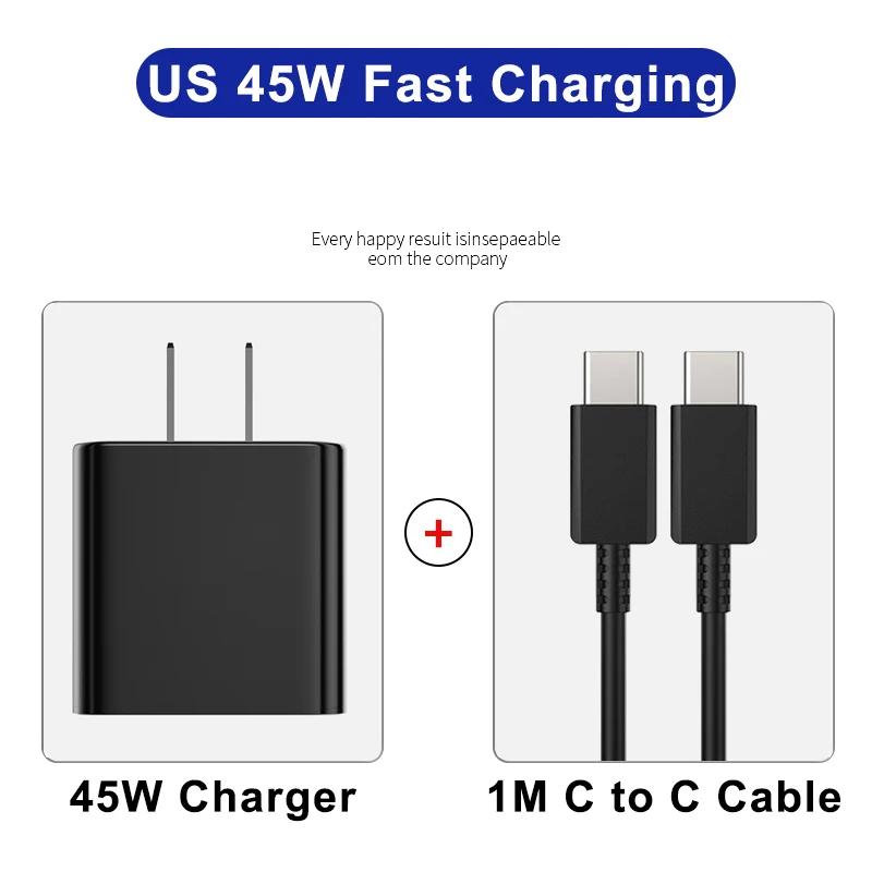 45W Fast Charger USB C Phone Adapter For Samsung Galaxy S23 S24 S25 Ultra A55 A35 A15 5G Plug Charger Type C Fast Charging Cable