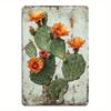 Vintage Cactus Metal Sign 8x12in Rustproof Iron Wall Art, Waterproof 2D Flat Decor for Home Bedroom