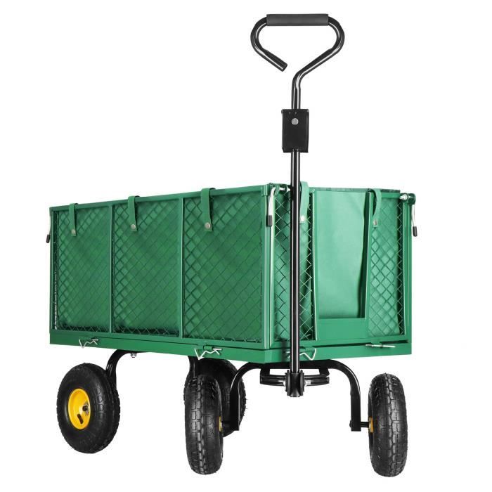 Chariot de Transport Pliable 4 Roues + bâche Amovible Max. 400kg - SPRINGOS