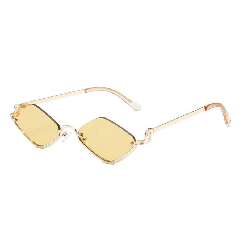 New Metal Half-frame Sunglasses, Fashionable Small Diamond-shaped Half-frame Sunglasses, Simple Literary Beach Sunglasses UV400