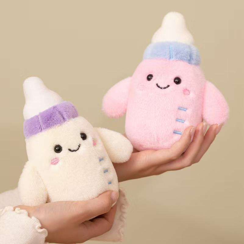 Cute Milk Bottle Plush Toy Super Soft Kawaii Milk Bottle Pillow Nap Cushion Sleeping Companion Doll Mini Bottle Keychain Gift