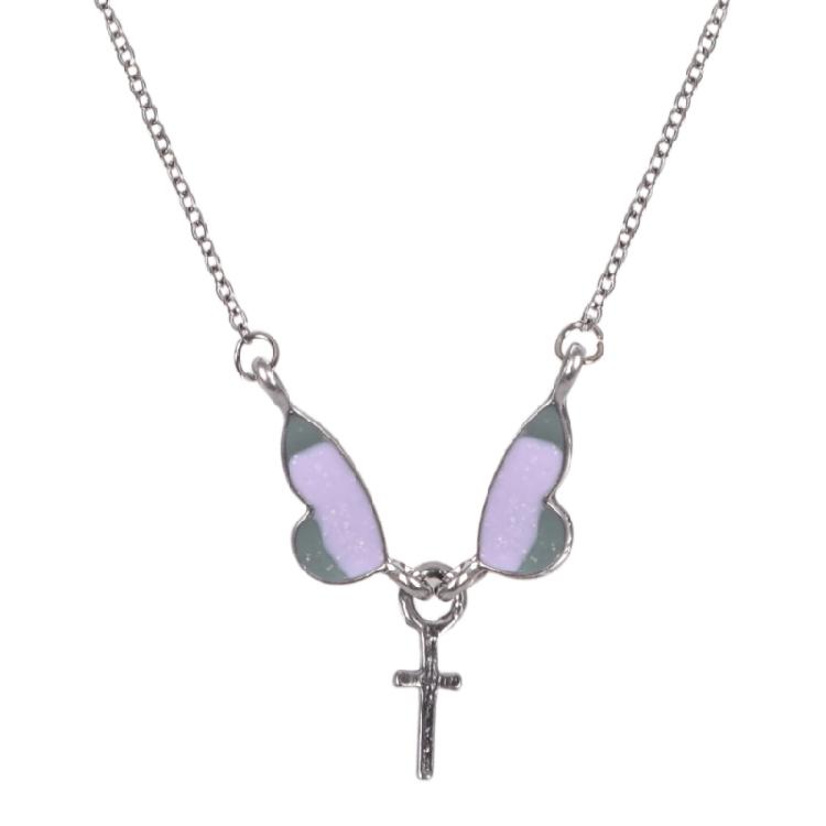 

Modern Butterfly Crosses Layering Necklace Scratch Resistant Alloy Pendant Fashion Accessory For Stacking Wear 1