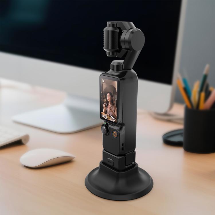For DJI Osmo Pocket 4 / 3 PULUZ Adhesive Type Silicone Dock Desktop Base Bracket (Black)