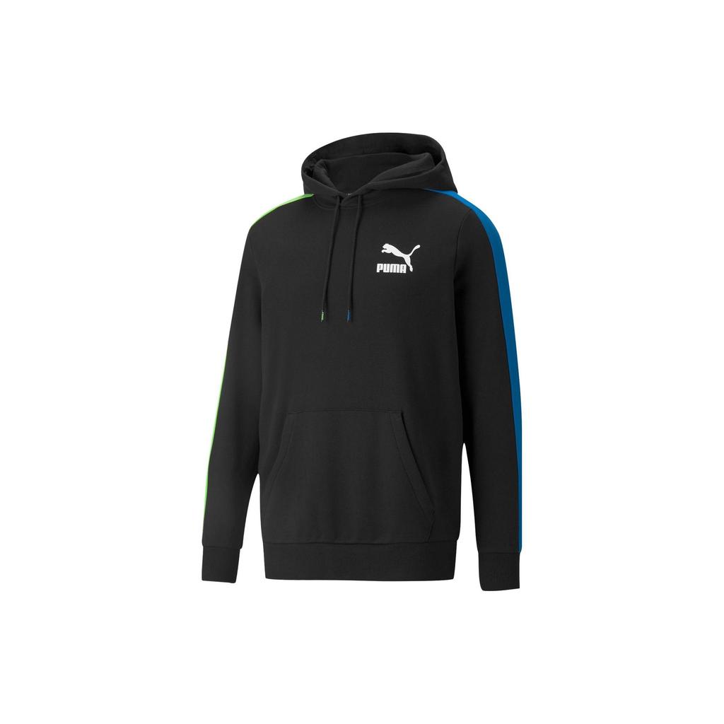 PUMA Logo Print Color Block Hoodie With Drawstring Unisex Hoodie Black 531354-56