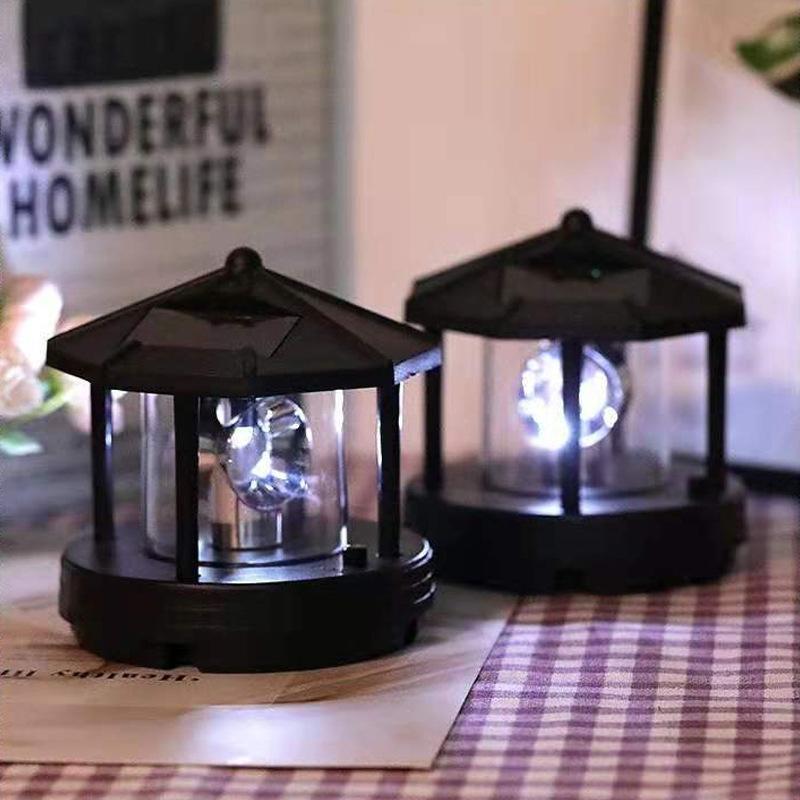 D5 Outdoor Solar Light Powered Lighthouse Rotating Waterproof LED Solar Light Beacon Tower Decorative Lamp for Garden Lawn Patio
