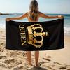 1pc Microfiber Beach Towel, Soft, Lightweight, And Easy to Carry, Featuring a Golden Crown with The Word 'Queen'