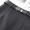Women's Gray Wool A-line Midi Skirt - High Waist, Slimming, Professional Winter 2024
