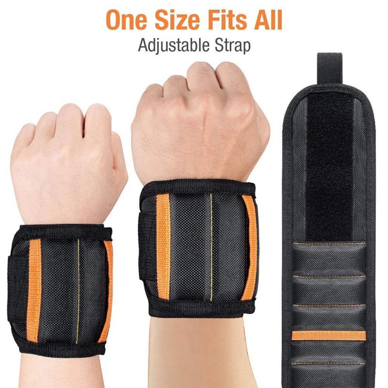 Magnetisk armbånd med sterke magneter Holder skruer Spiker Bore Organizer Oppbevaringsbelte Verktøy Oppbevaringshåndledd