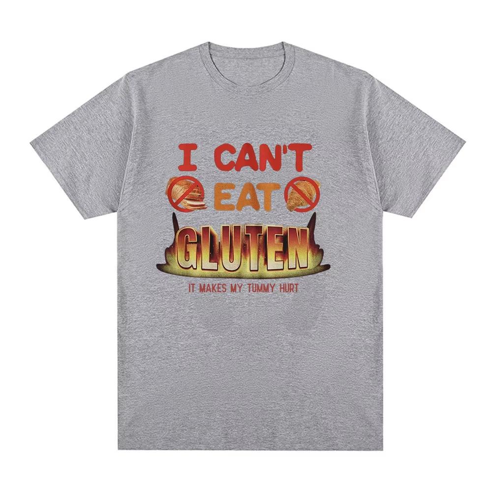 Ich kann kein Gluten essen, das macht mir Bauchschmerzen Meme T-Shirts Intoleranz Männer Frauen Baumwolle Lässig Rundhals Oversize T-Shirts Streetwear