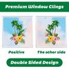 9 Sheets Summer Window Clings Stickers Double-Sided Window Decals Tropical Flamingo Green Plants Coconut Tree Designs Summer Hawaii Colorful Flower