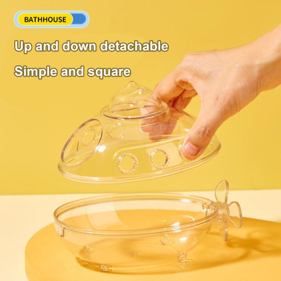 Submarine Hamster Bathroom with Holes Clear Visible Splash-proof Guinea Pig Rat Chinchilla Sand Bath Container Bathtub Toilet Small Animal Pet