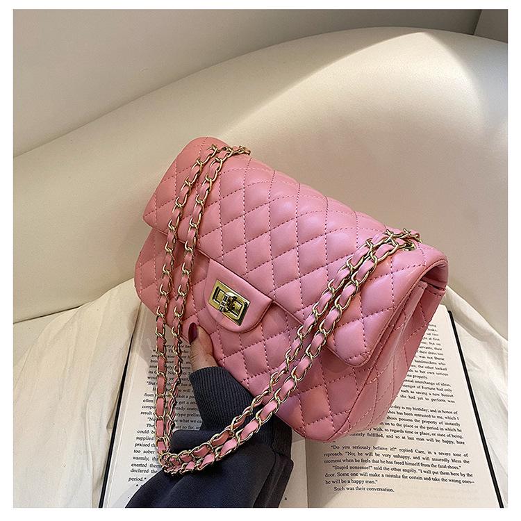 2024 Herbst/Winter Trendige Damen Handtasche mit strukturierter Diamantkette, Umhänge-Schultertasche, kleine quadratische Tasche