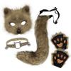 Halloween Fox Mask Set With Paws Gloves Cute Collar Furry Tail Cosplay Costume Party