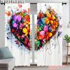 Set Of 2 Elegant Floral Heart Print Window Curtains Design Bedroom Living Room Study Decor Patterns Curtain With Rod Pocket Polyester Perfect For