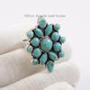 Natural Turquoise Cluster Ring, Multi Stone Gemstone Ring, Gift for Girls, 925 Sterling Silver Ring, Arizona Turquoise Ring, Handmade Ring