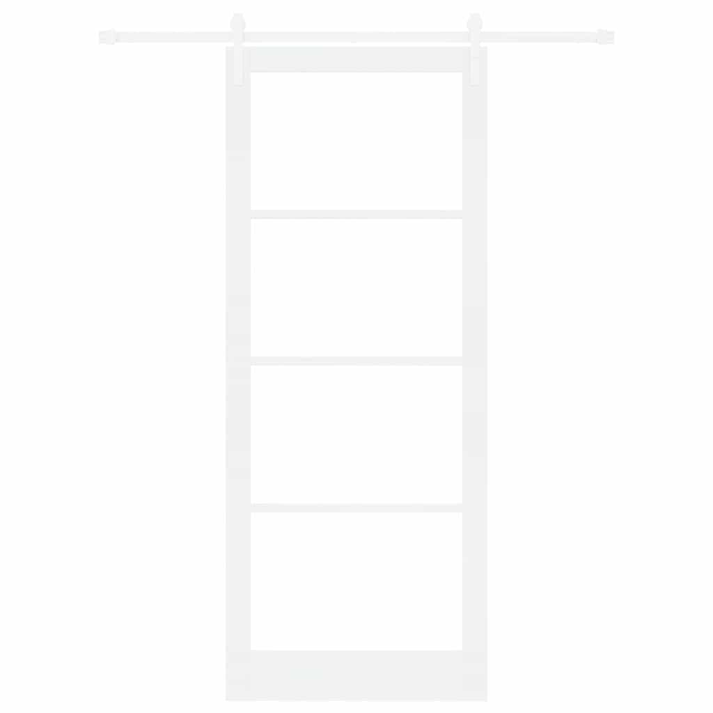 ORKDAL Sliding Door White 93 X 232 Cm Solid Pine Wood and Glass