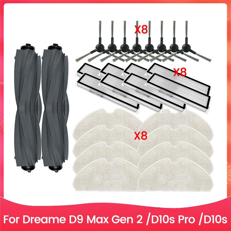 A04V 26PCS Brush Filter Mop Cloth Kit Fordreame D9 Max Gen 2/D10s Pro/D10s Vacuum Cleaner Accessories Replacement Parts