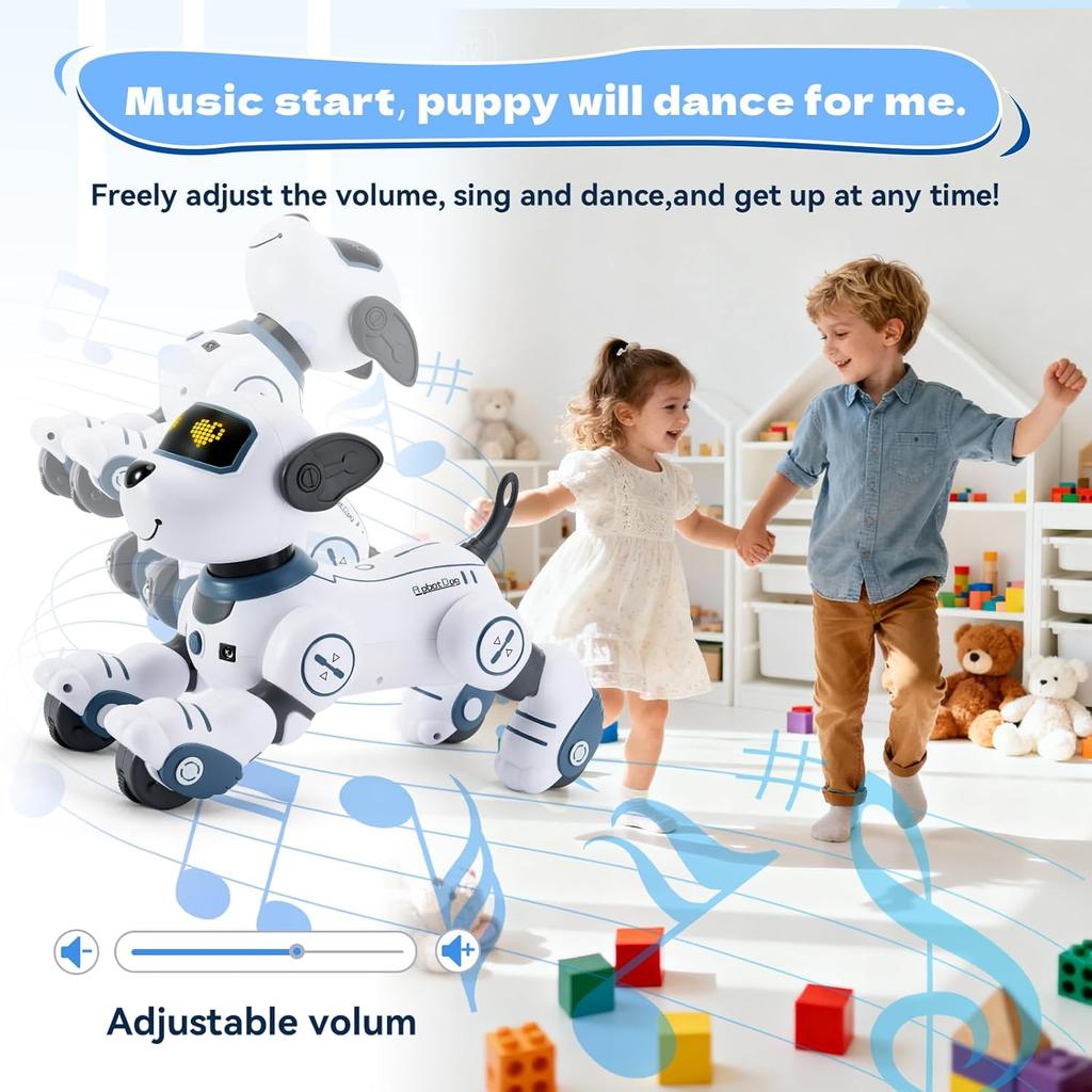 Children's Robot Dog RC Toy Interactive Robot Pet, Intelligent Robot Dog Programmable Song and Dance Design Birthday Gift for 4-8 Years Old
