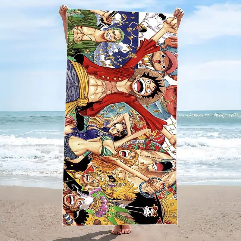 Luffy Zoro Anime Print Beach Towel, Large Soft Quick Dry Towel for Beach Camping Swimming