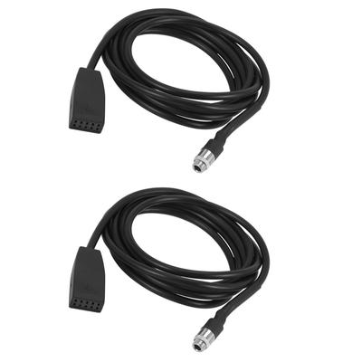 LAMELLIS 2X Black 10Pin 3.5mm Jack Socket Car USB AUX Adapter Cable for E39 E53 BM54 X5 E46
