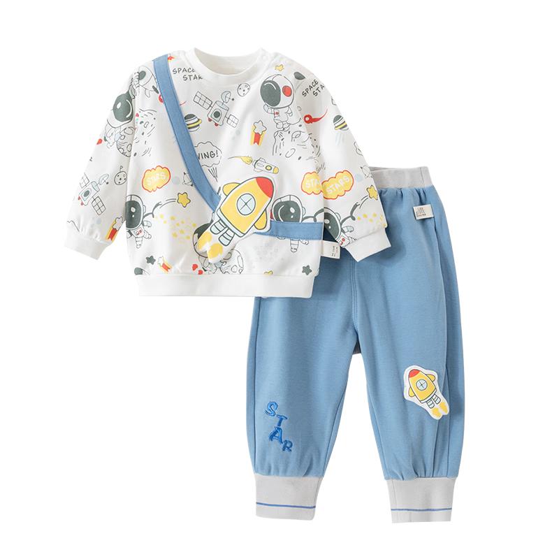 Happy Bear Baby Boy Spring/Autumn Cotton Two-Piece Set