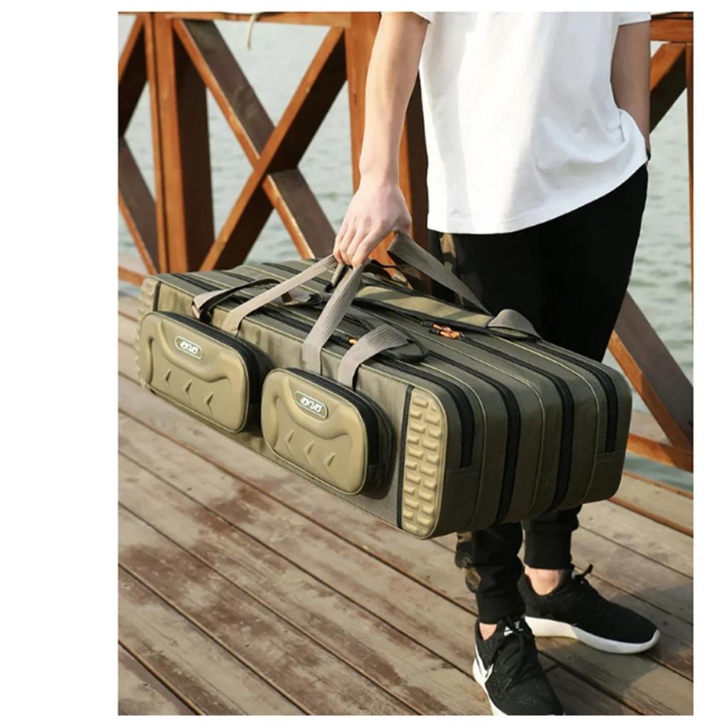 Hard Steel Fishing Rod bag Adjustable 2 3 4 Layer Tier Oxford Gear case with reel line Carrier for Travel Outdoor Organizer260319