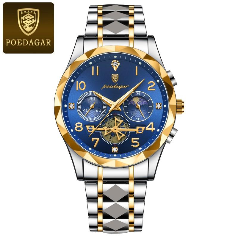 New Luxury Quality Men's Watch Quartz Non-mechanical Waterproof Luminous Fashion Upscale Watch Calendar Steel Strap Triple Display Watch Watch Watch