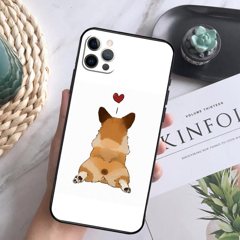 Cute Corgi Dog Soft Case For iPhone 16 Pro Max 13 12 Mini XS Max X XR 11 15 Pro Max 14 Plus Back Cover