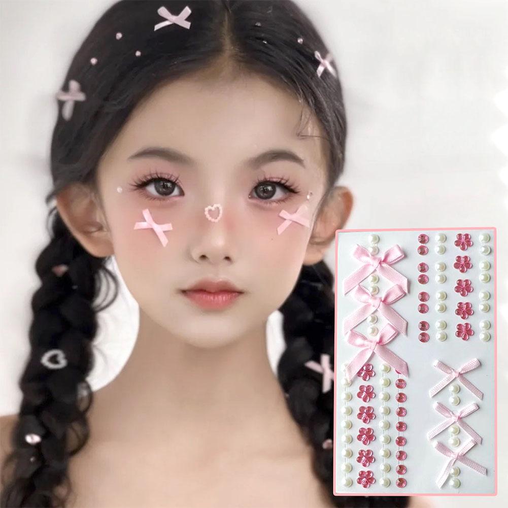 Fashon Butterfly Face Stickers Pearl Temporary Tattoo For Festival Waterproof Stickers Glitter R3E7