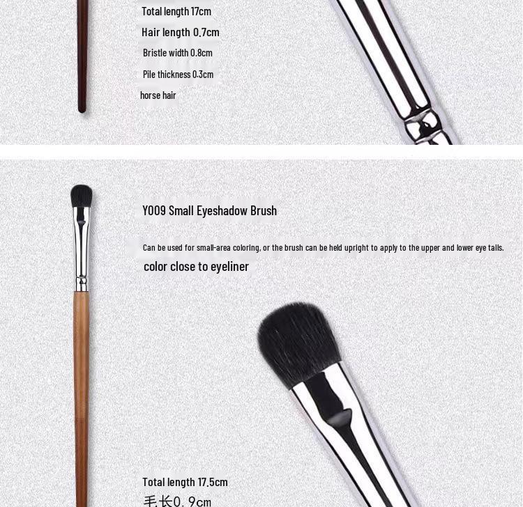 Tapered Wool Animal Hair Makeup Brush for Eyeshadow, Blending, Concealer, and Lip & Brow Application.