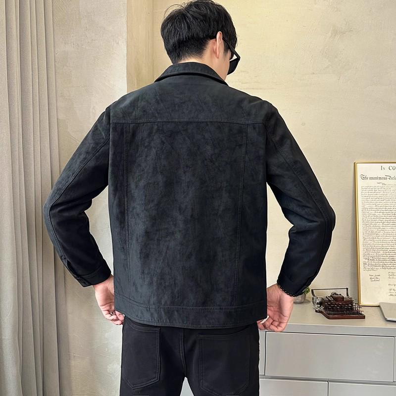 Men's Trendy Suede Leather Jacket, Spring/Autumn 2025, Versatile Lapel Style for a Rascally Handsome Look.