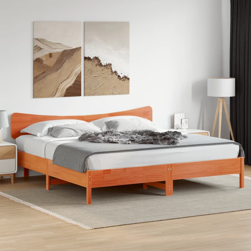 Headboard Wax Brown 200 cm Solid Pine Wood