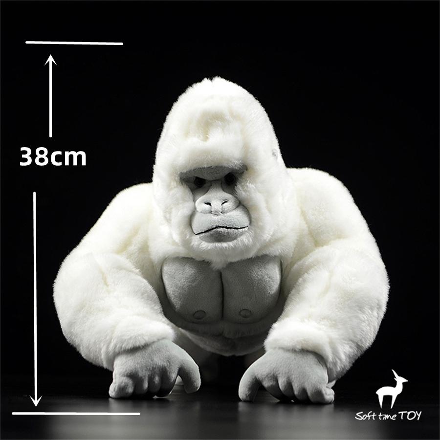 Albino Gorilla Hohe Treue Anime Niedlicher Affe Plüschtier Silberrücken Plüschtiere Lebensechte Tiere Simulation Stofftier Kawaii Spielzeug Geschenk