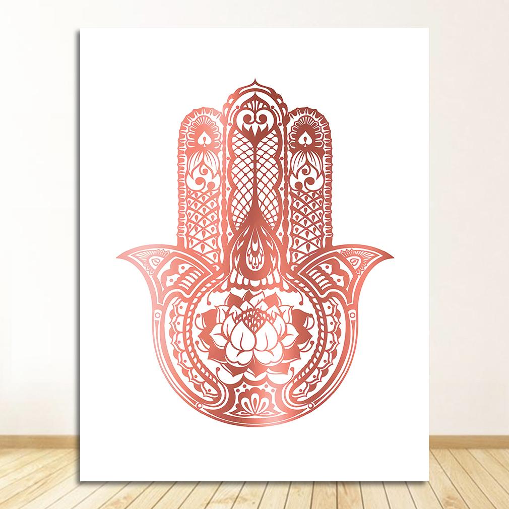 Wall Painting Decoration Picture Modern Room Decor Yoga Art Print Rose Gold Wall Art Flower of Life Poster Hamsa Canvas Painting
